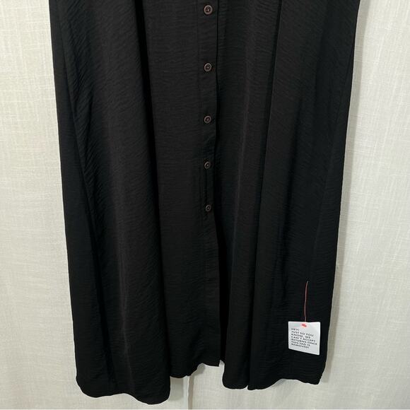 ASOS DESIGN NWT Curve Button Through Waist Midi Shirt Dress Black Size 12 - Picture 4 of 15